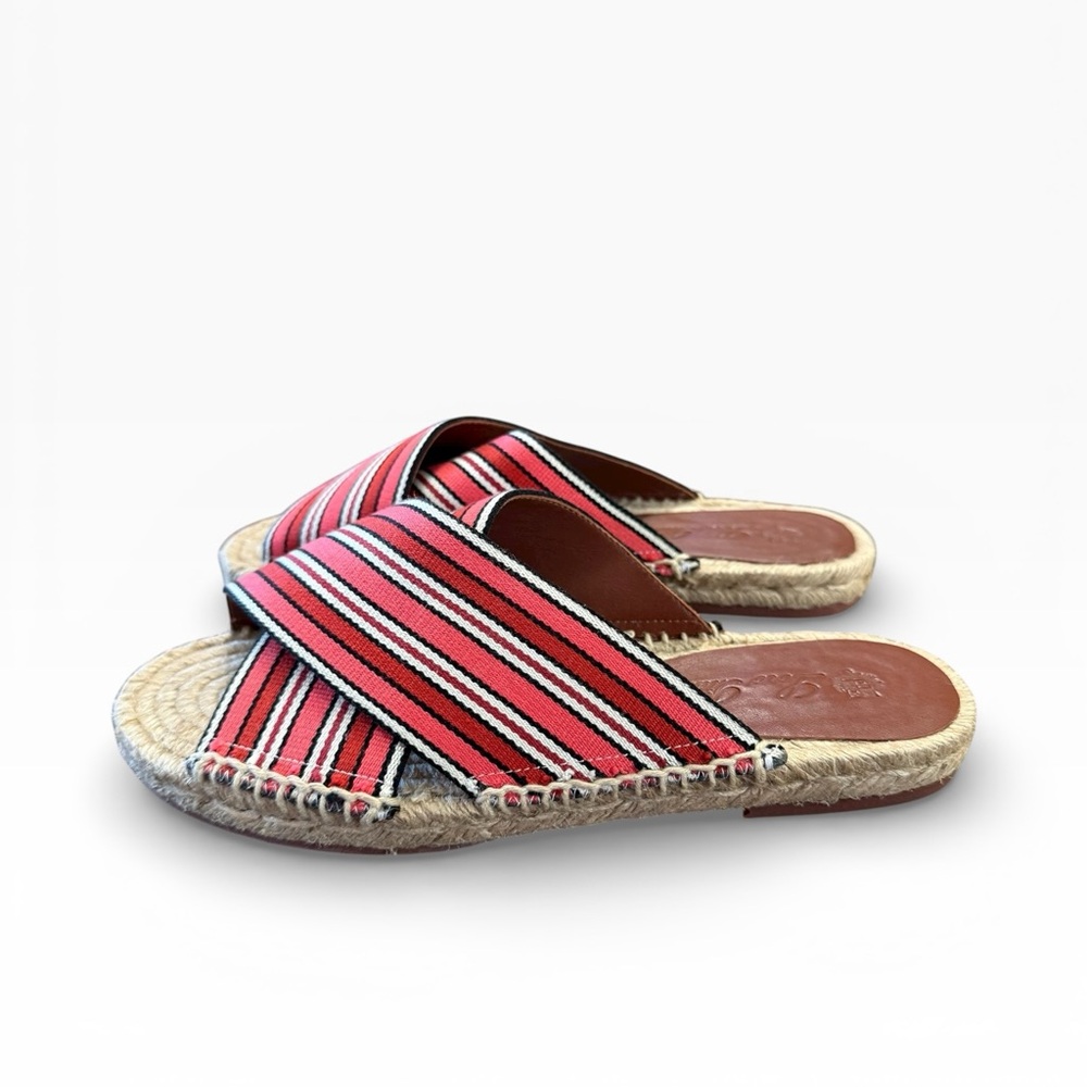 Loro Piana Crossover Red Suitcase Striped Canvas Espadrilles Sandals EU 37 US 7 - Picture 2 of 13